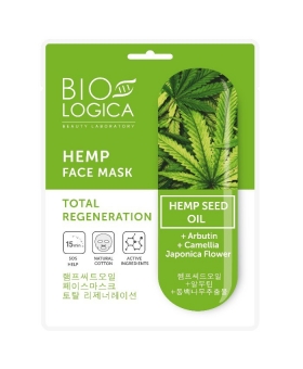 BIOLOGICA HEMP Maska do twarzy w płachcie "Absolutna regeneracja" z olejem konopnym